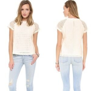 Madewell Women's Eyelet Hideaway White Top 100% Cotton Lined Size Medium‎